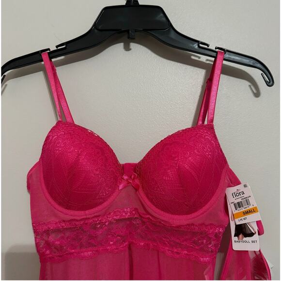 Flora by Flora Nikrooz Babydoll Set Womens Small Modern Feminine Sexy Lingerie - Picture 5 of 6
